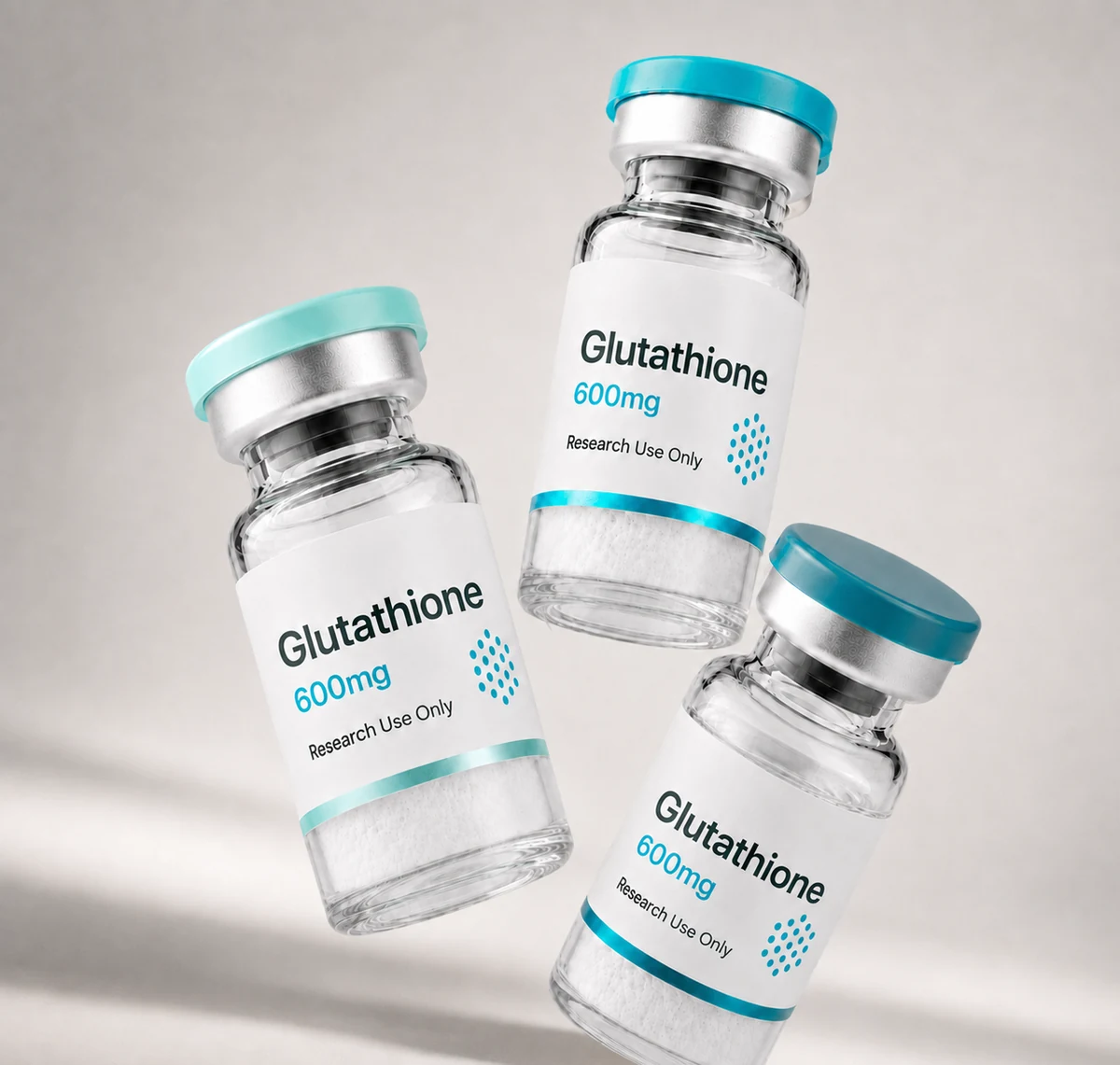 Glutathione vial, mock product photograph, view 3