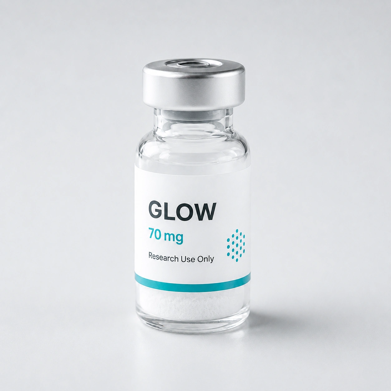 GLOW blend vial, 70 mg, on a light surface