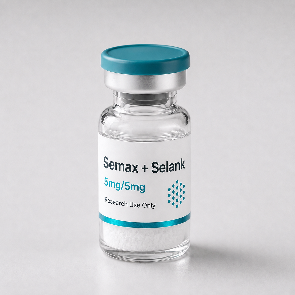 Semax + Selank blend vial, mock product photograph, view 2