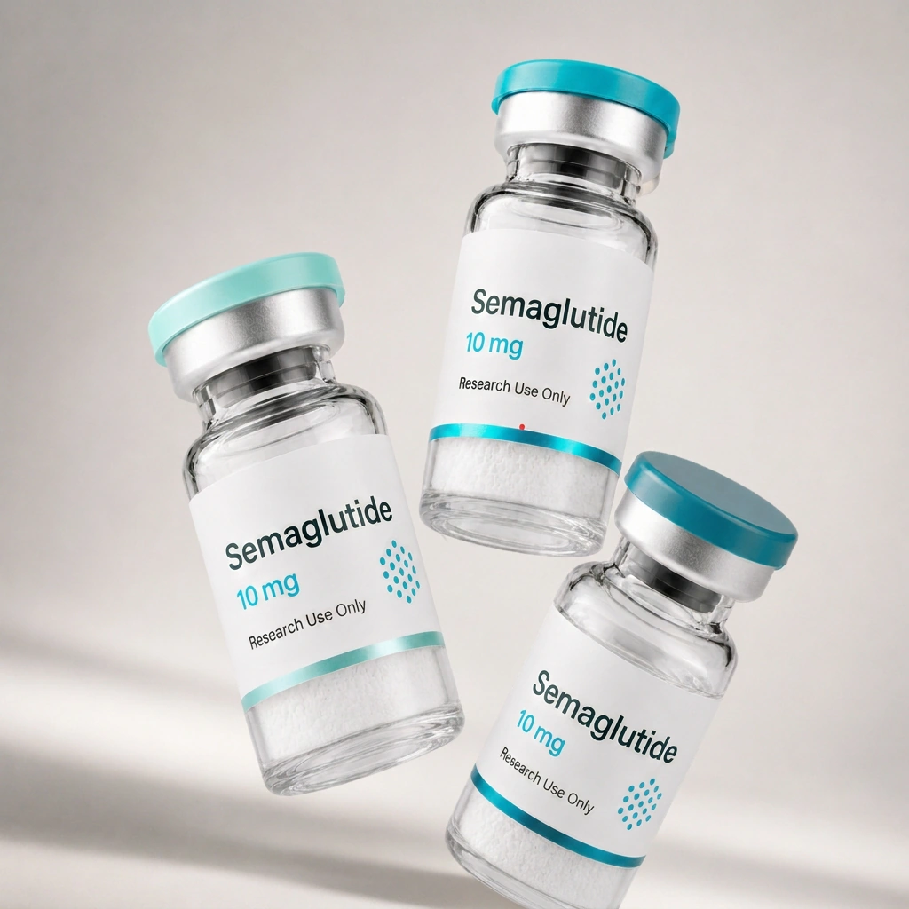 Semaglutide vial, mock product photograph, view 3