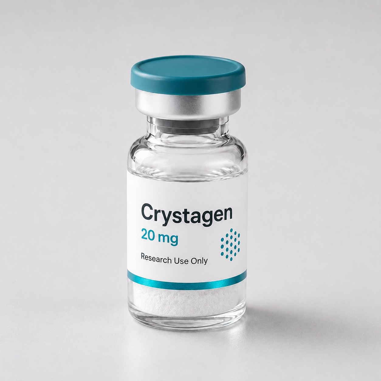 Crystagen vial, mock product photograph