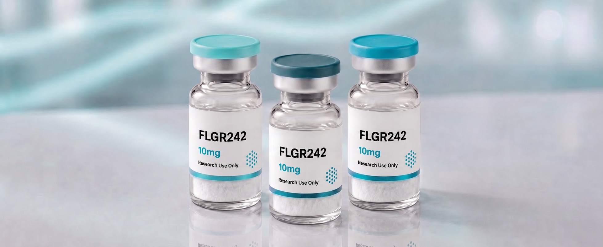 A row of FLGR242 research vials, mock product photograph