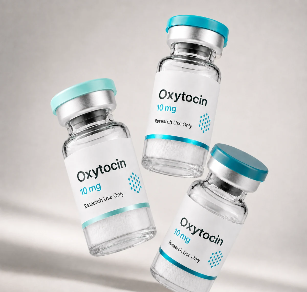 Oxytocin vial, mock product photograph, view 3