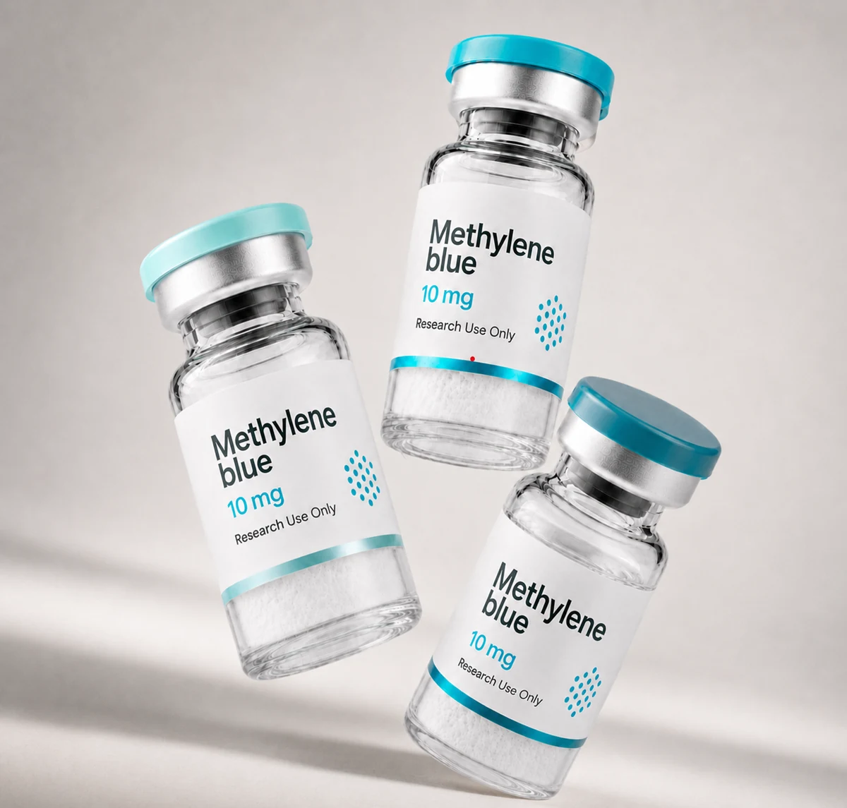 Methylene Blue vial, mock product photograph, view 3