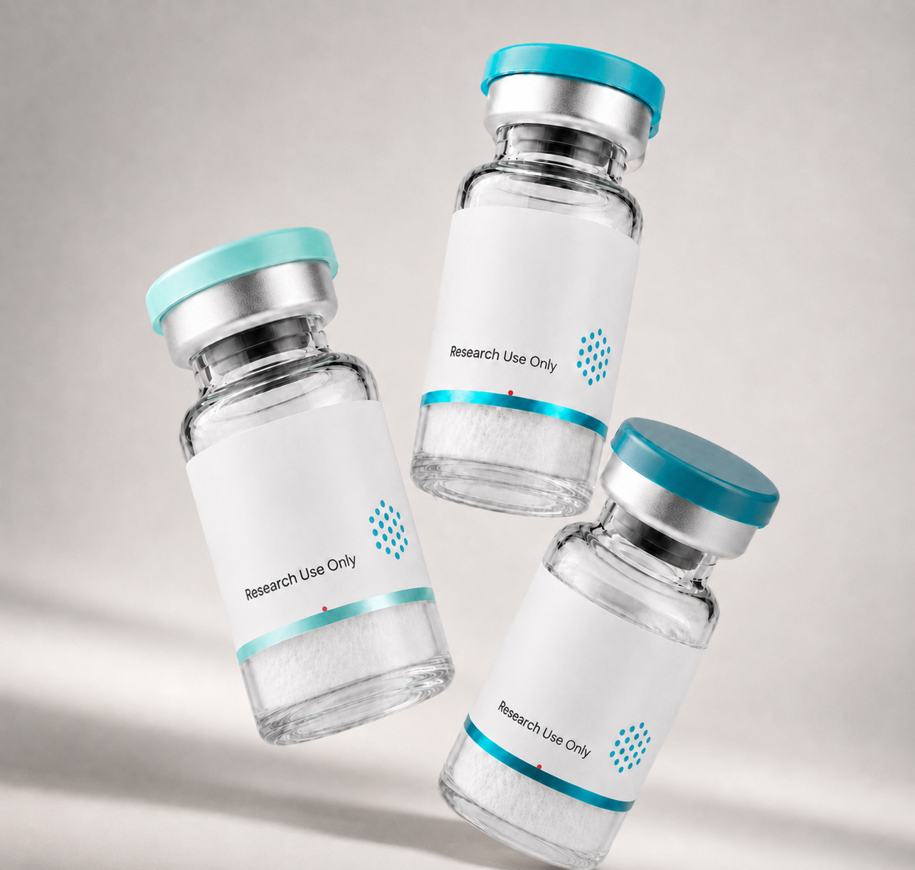 A row of MIF-1 research vials, mock product photograph