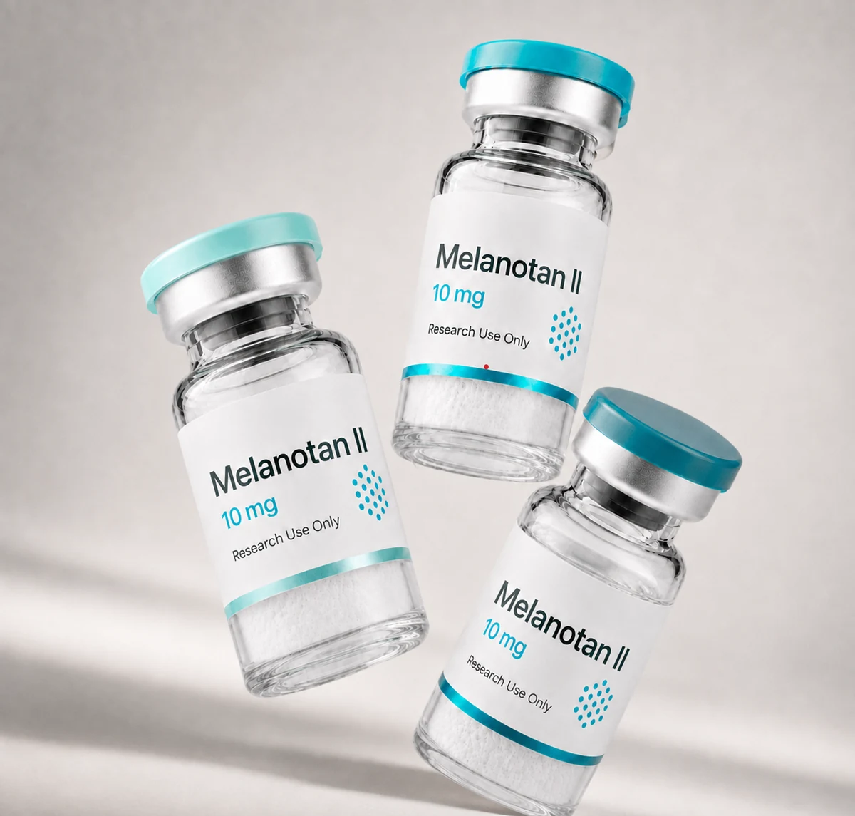 Melanotan II vial, mock product photograph, view 3
