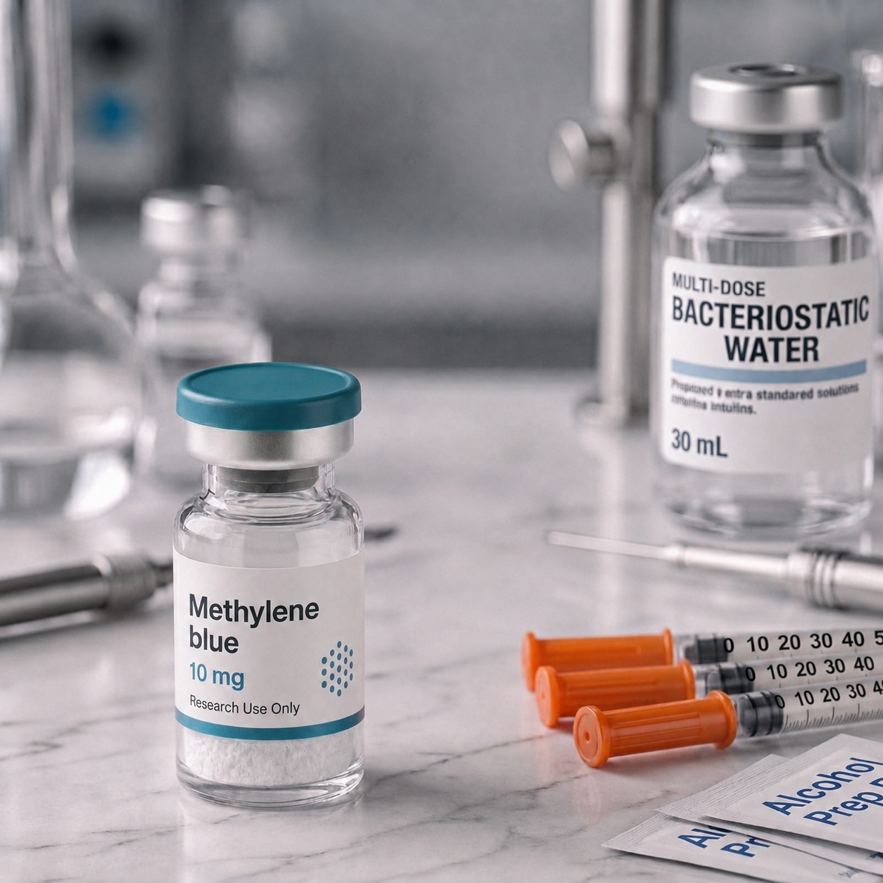 Methylene Blue, mock product photograph
