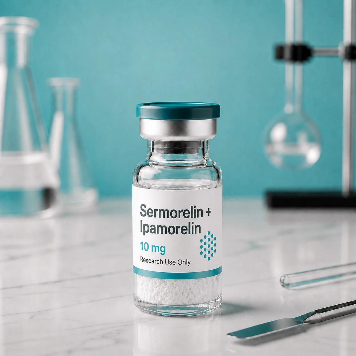 Sermorelin + Ipamorelin blend, mock product photograph