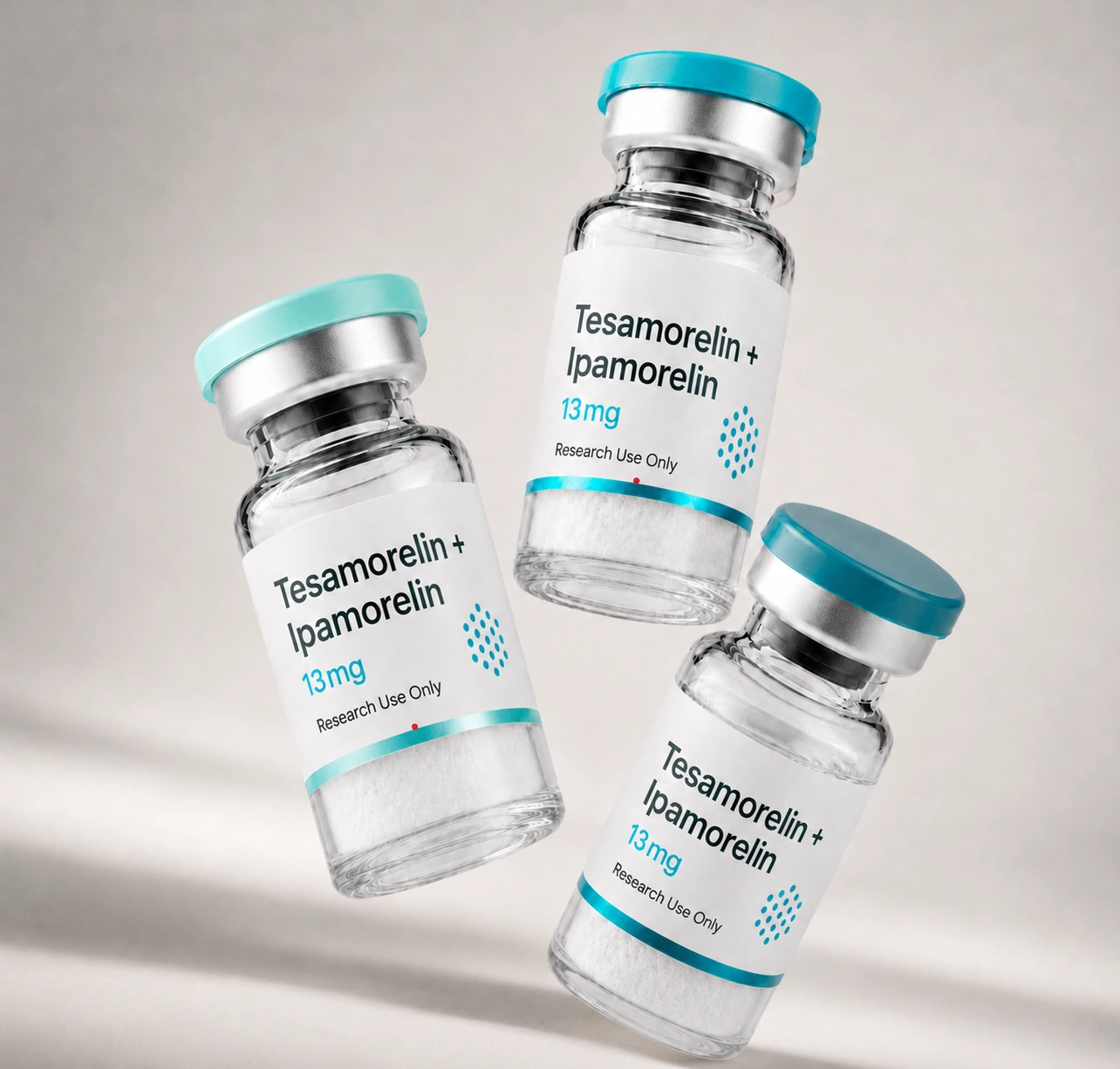 Tesamorelin + Ipamorelin blend vial, mock product photograph, view 3