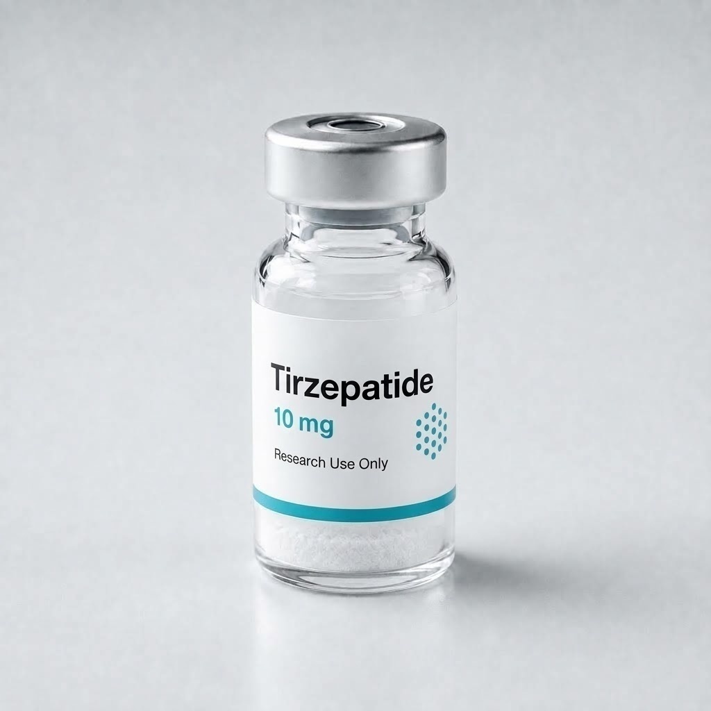 Research vial labelled Tirzepatide