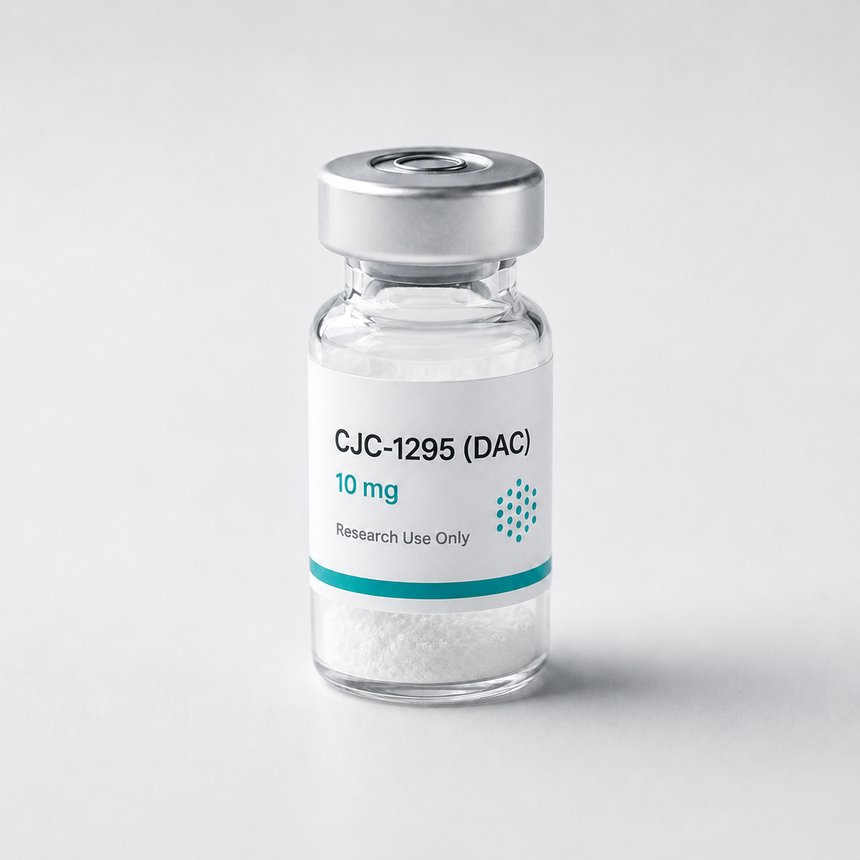 Research vial labeled CJC-1295 with DAC containing white lyophilized powder