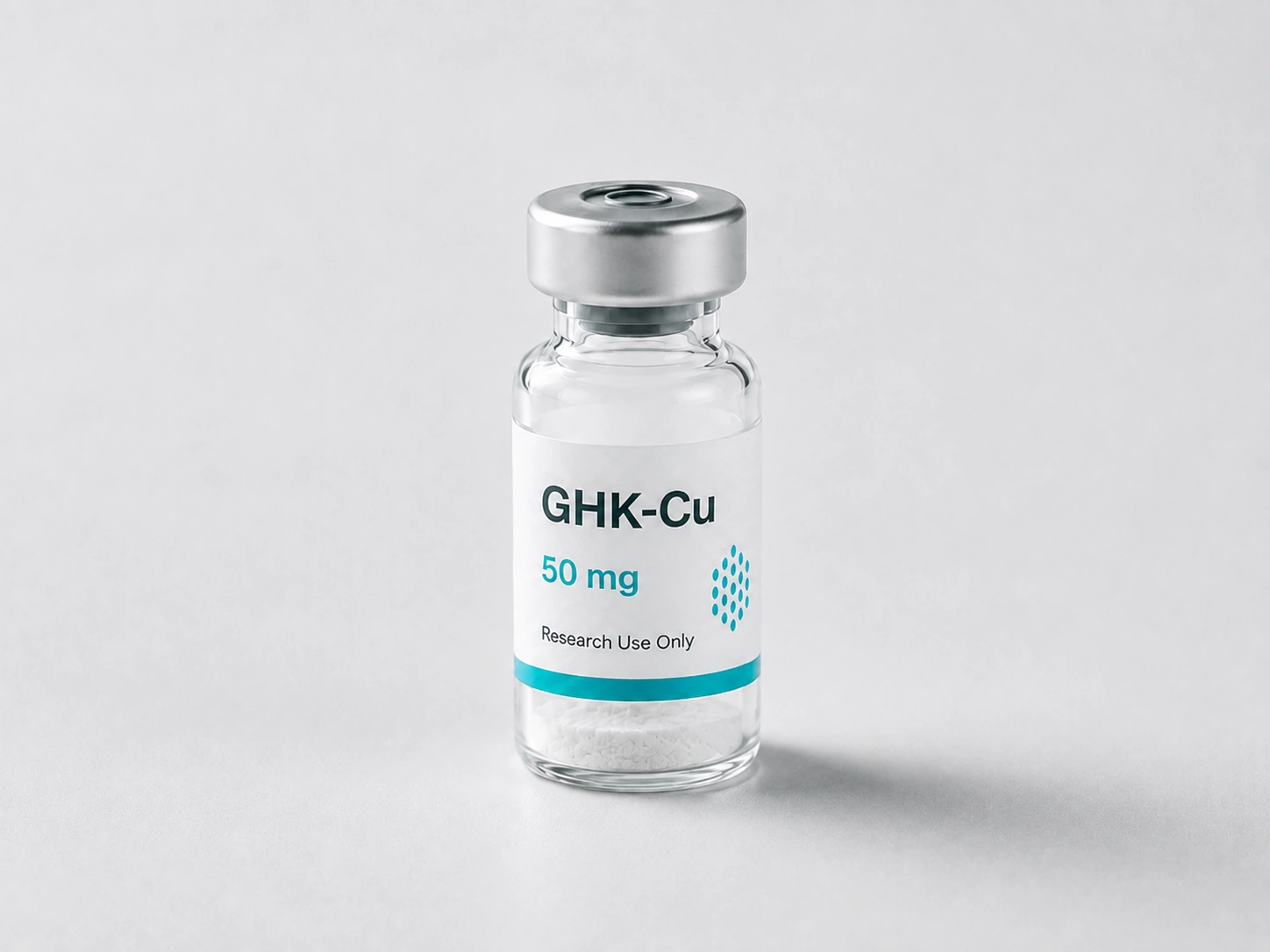 Research vial labeled GHK-Cu on a dark surface