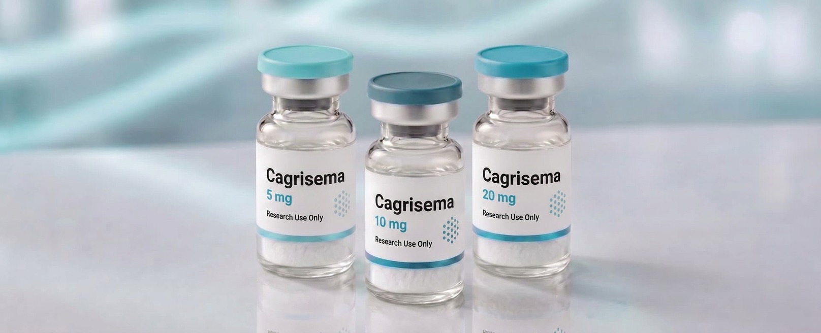 A row of CagriSema research vials, mock product photograph