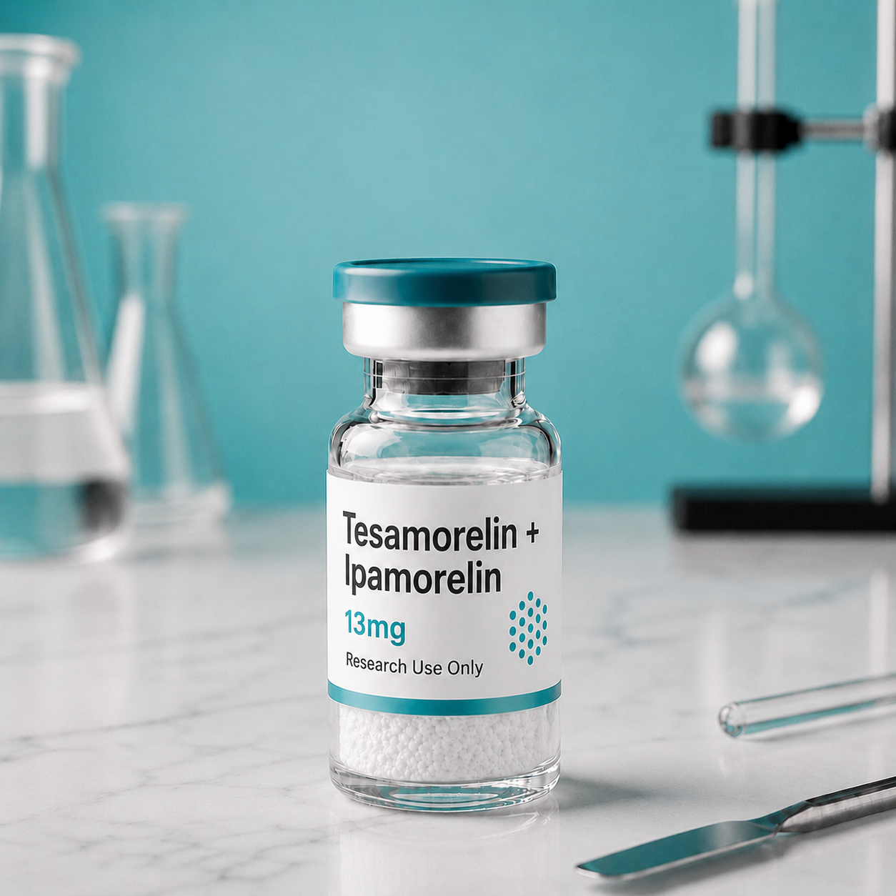 Tesamorelin + Ipamorelin blend, mock product photograph