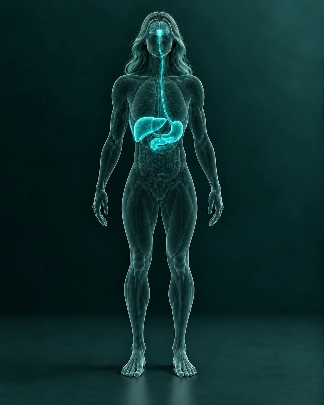 Anatomical illustration highlighting metabolic organs