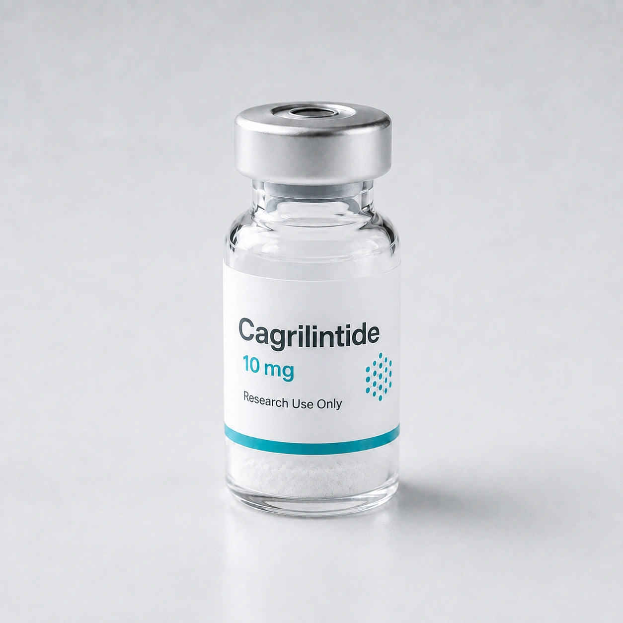 Research vial labeled Cagrilintide containing white lyophilized powder
