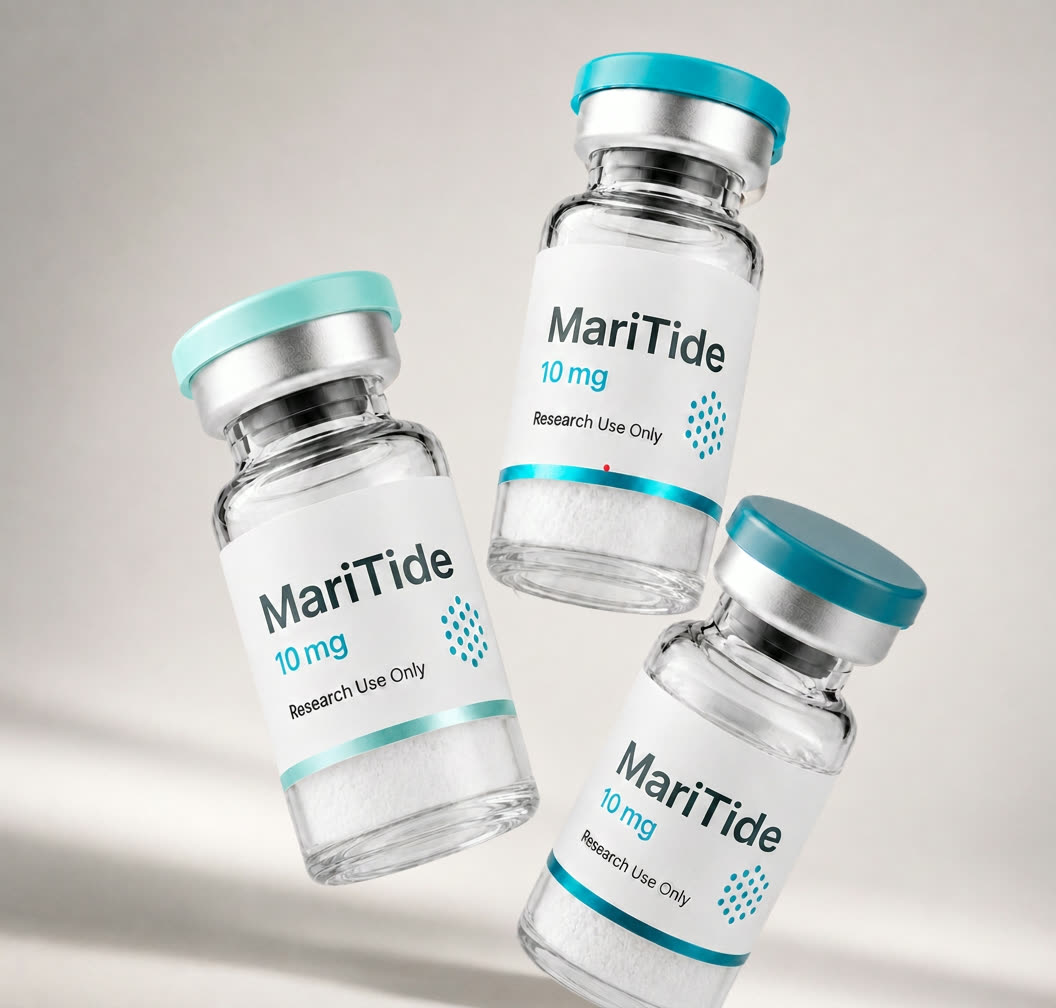 MariTide (maridebart cafraglutide) vial, mock product photograph, view 3