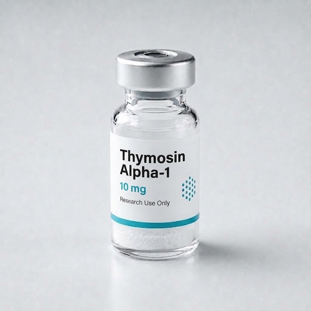 Research vial labelled Thymosin Alpha-1 10 mg