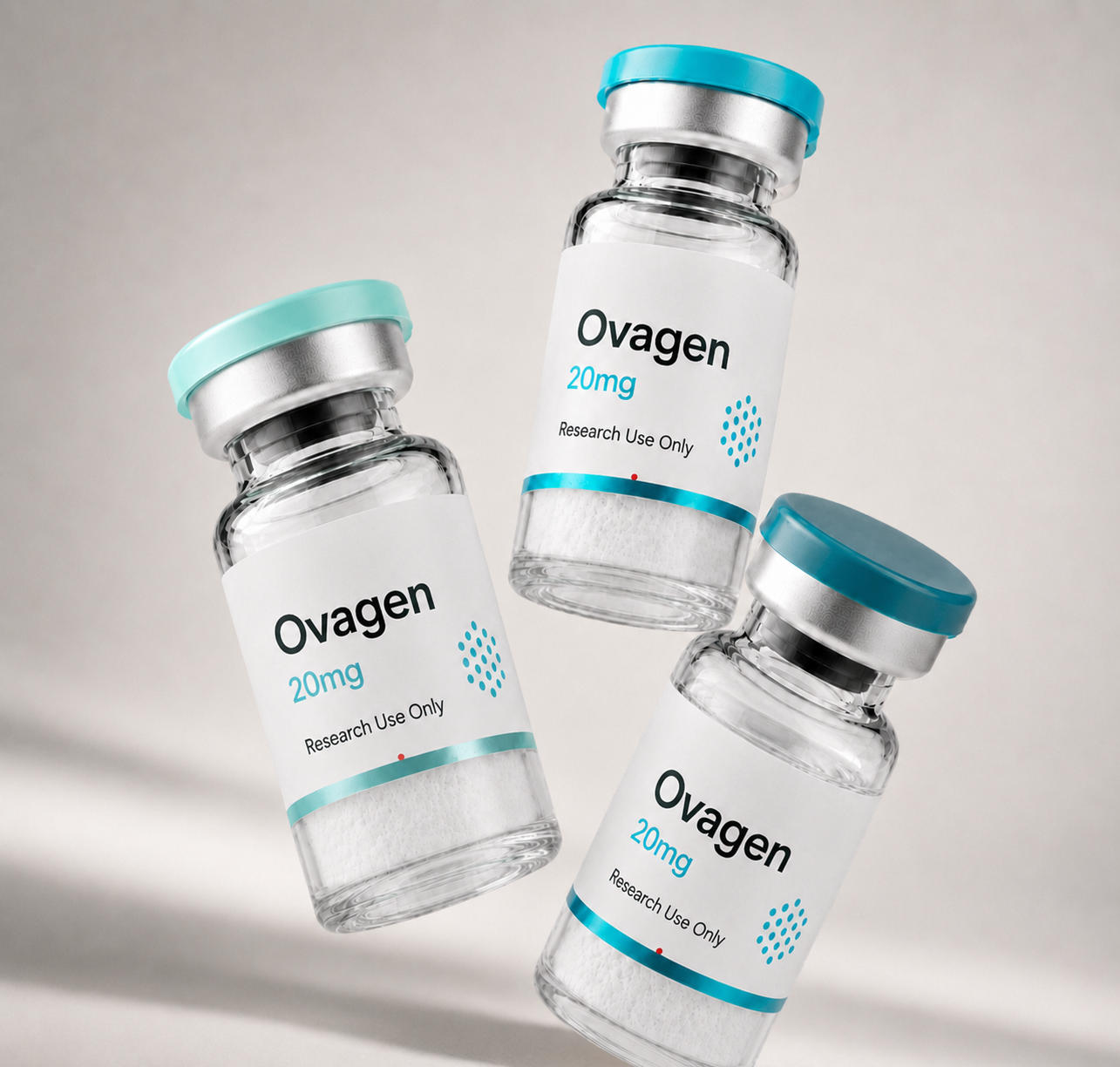 Ovagen vial, mock product photograph, view 3