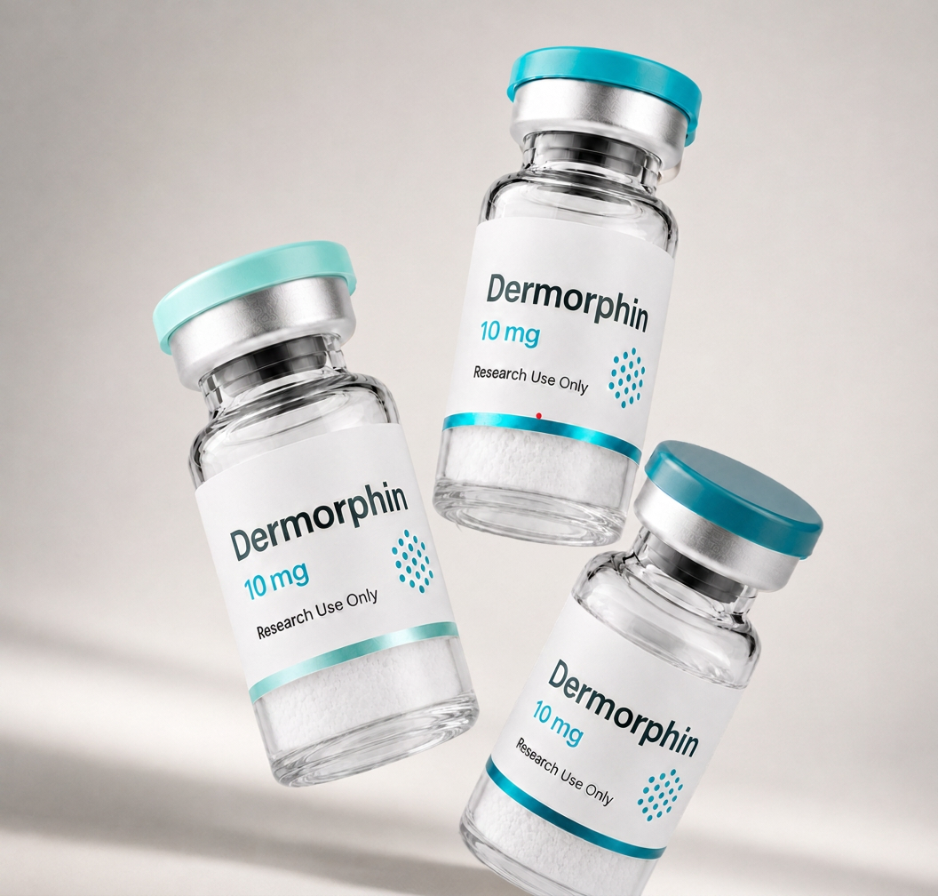 Dermorphin vial, mock product photograph, view 3