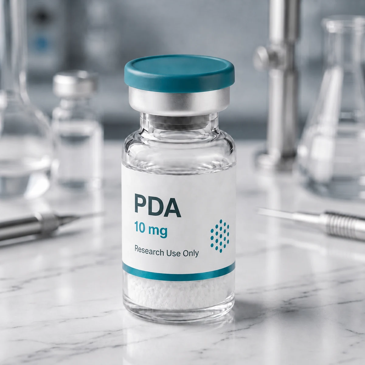 PDA (Pentadeca Arginate) vial, mock product photograph