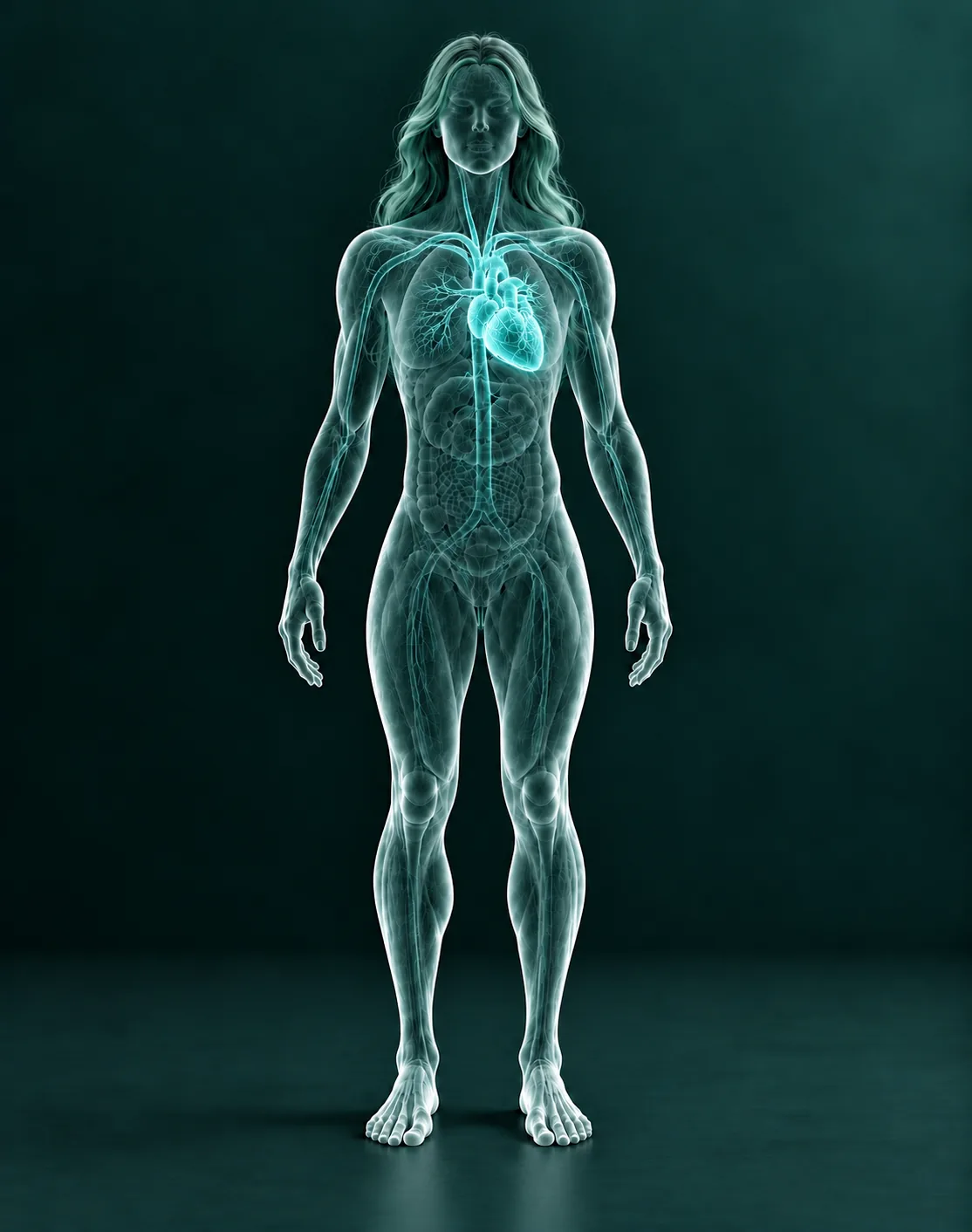 Anatomical illustration highlighting blood vessels