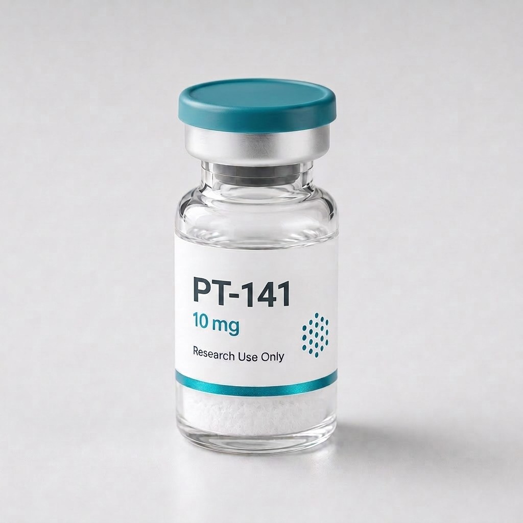 PT-141 (Bremelanotide) vial, mock product photograph