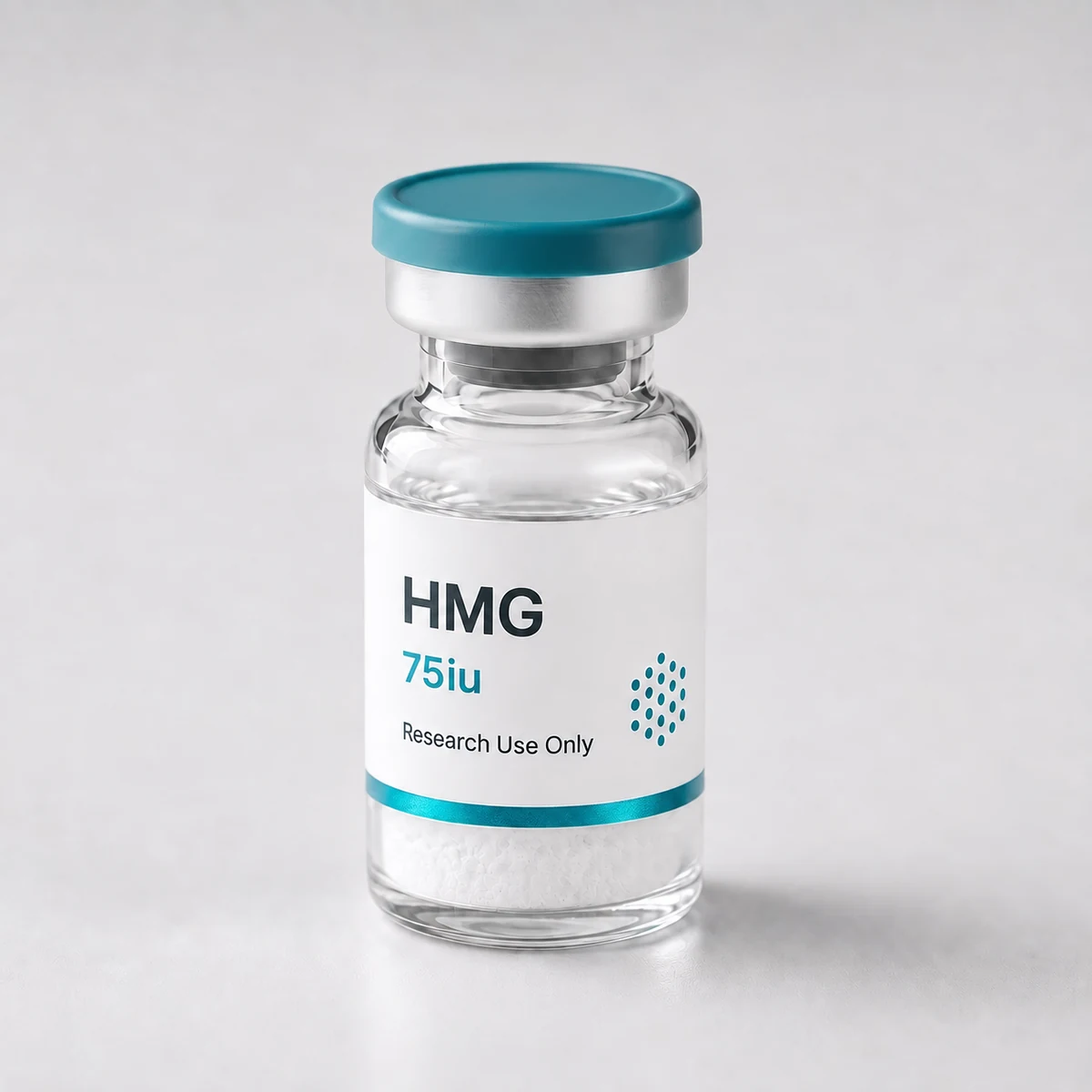 HMG (Menotropin) vial, mock product photograph