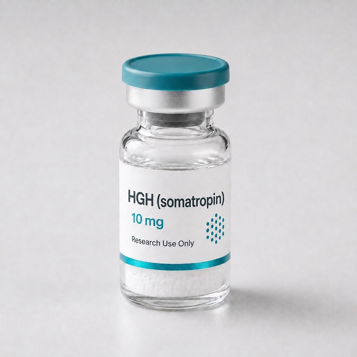 HGH (Somatropin) vial, mock product photograph