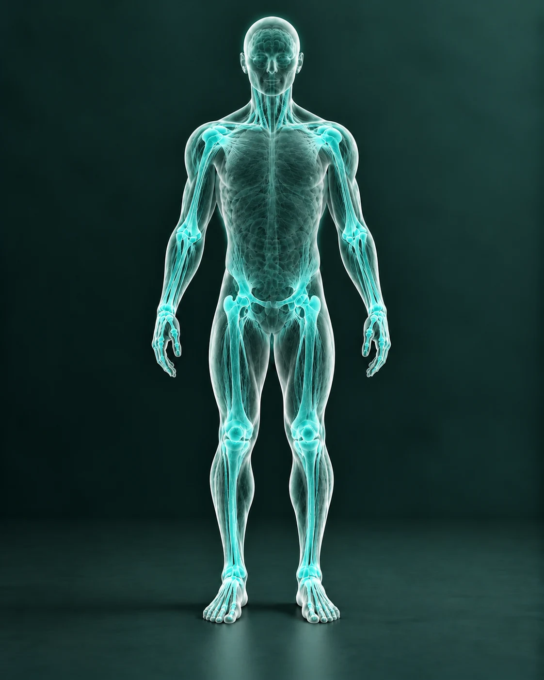 Anatomical illustration highlighting tendons-joints
