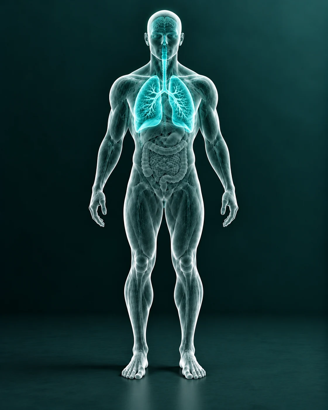 Anatomical illustration highlighting lungs