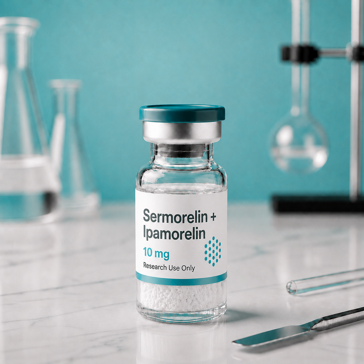 Sermorelin + Ipamorelin blend, mock product photograph