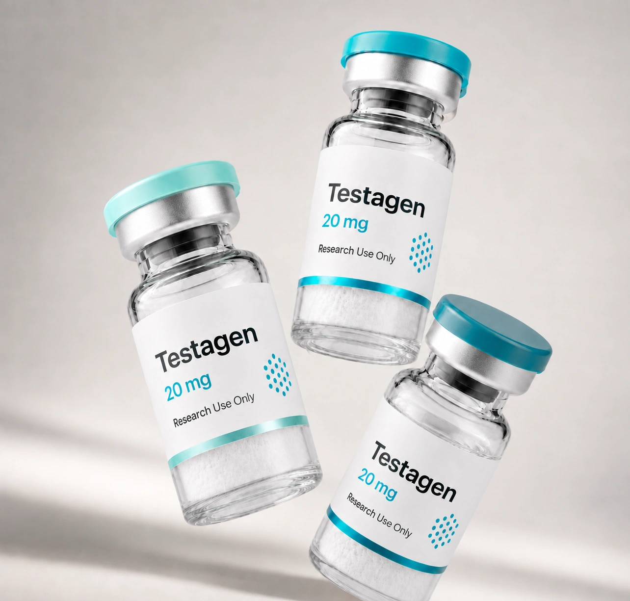 Testagen vial, mock product photograph, view 3