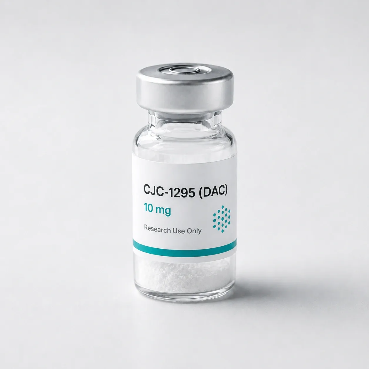 Research vial labeled CJC-1295 with DAC containing white lyophilized powder