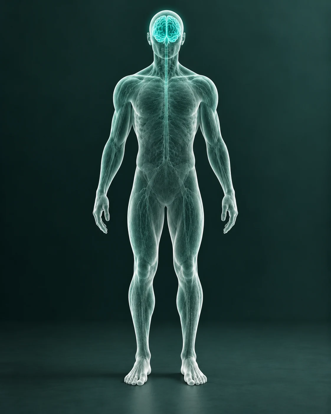 Anatomical illustration highlighting brain