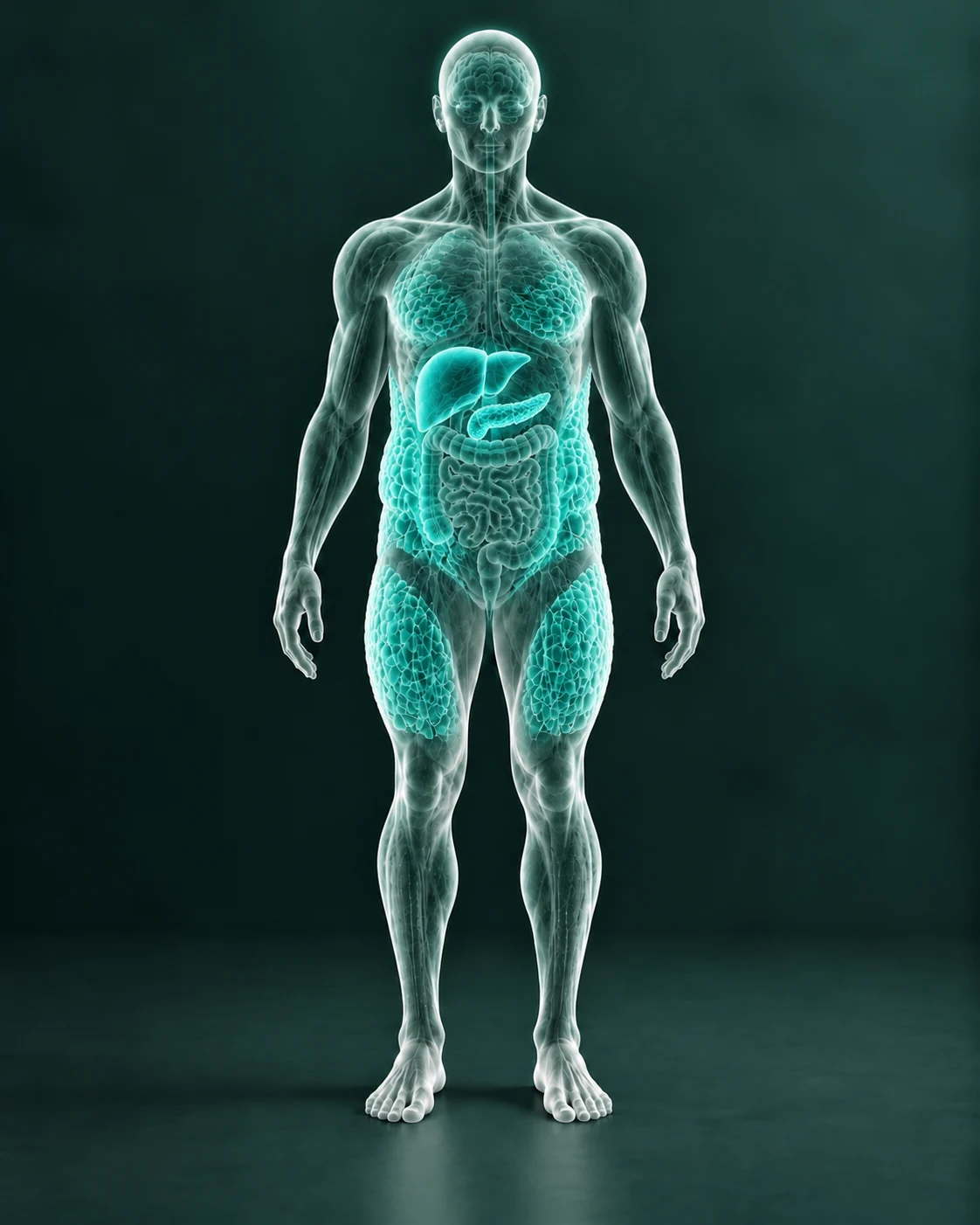 Anatomical illustration highlighting fat-metabolism