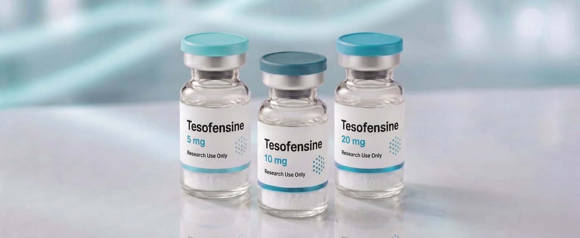 A row of Tesofensine research vials, mock product photograph