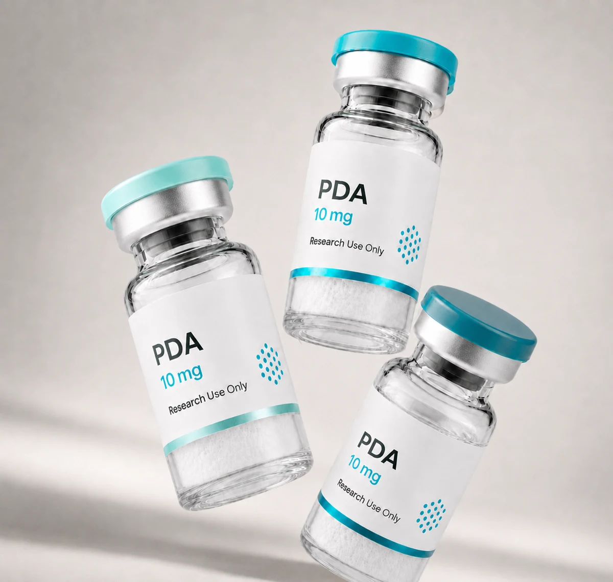 PDA (Pentadeca Arginate) vial, mock product photograph, view 3