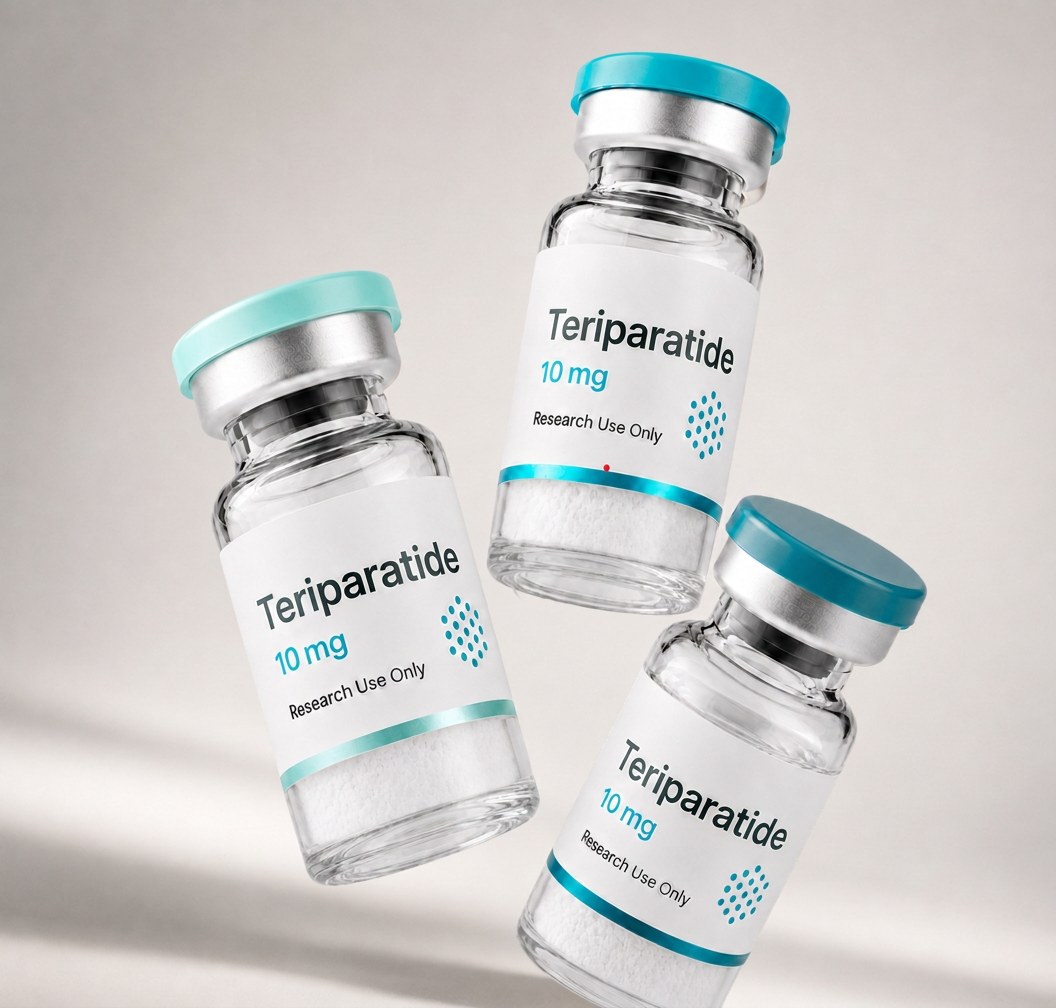 Teriparatide (Forteo) vial, mock product photograph, view 3