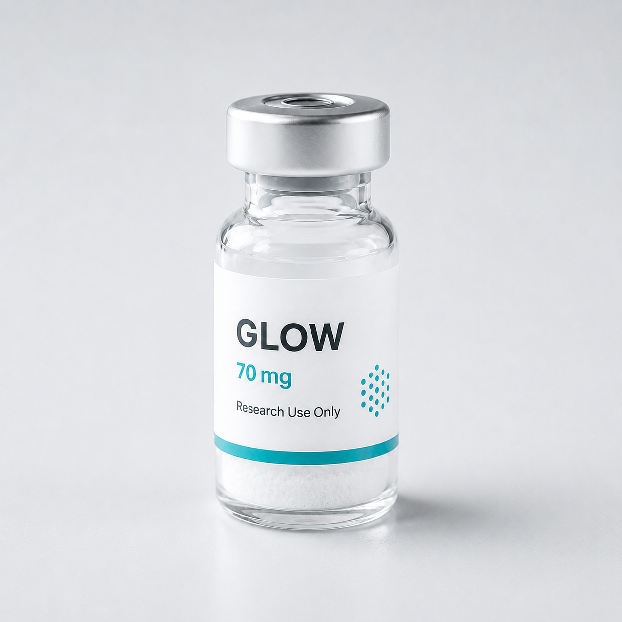 GLOW blend vial, 70 mg, on a light surface