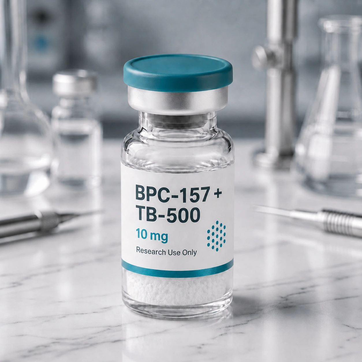 BPC-157 + TB-500 vial, mock product photograph