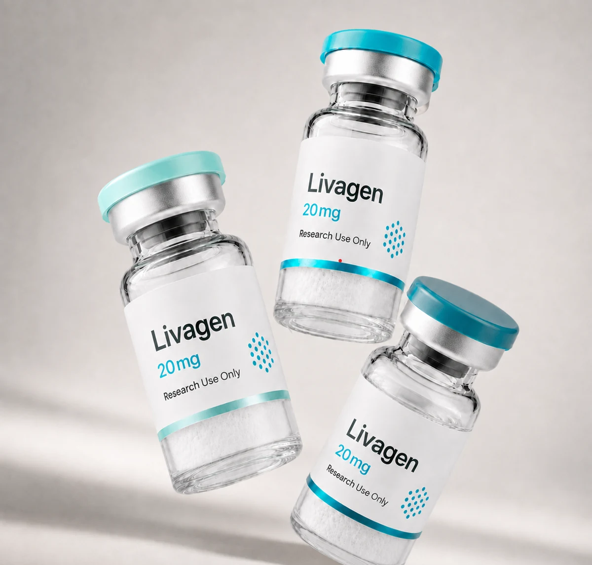 Livagen vial, mock product photograph, view 3