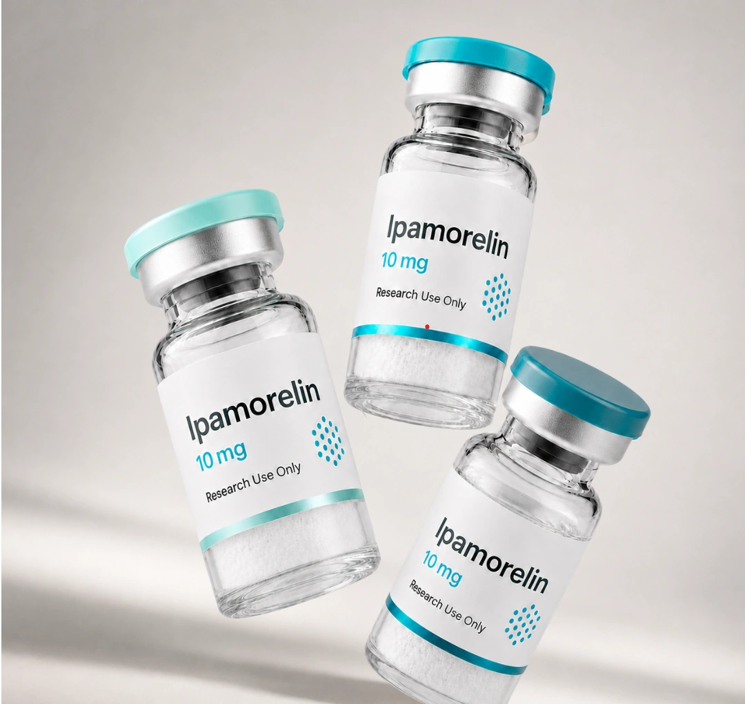 Ipamorelin vial, mock product photograph, view 3